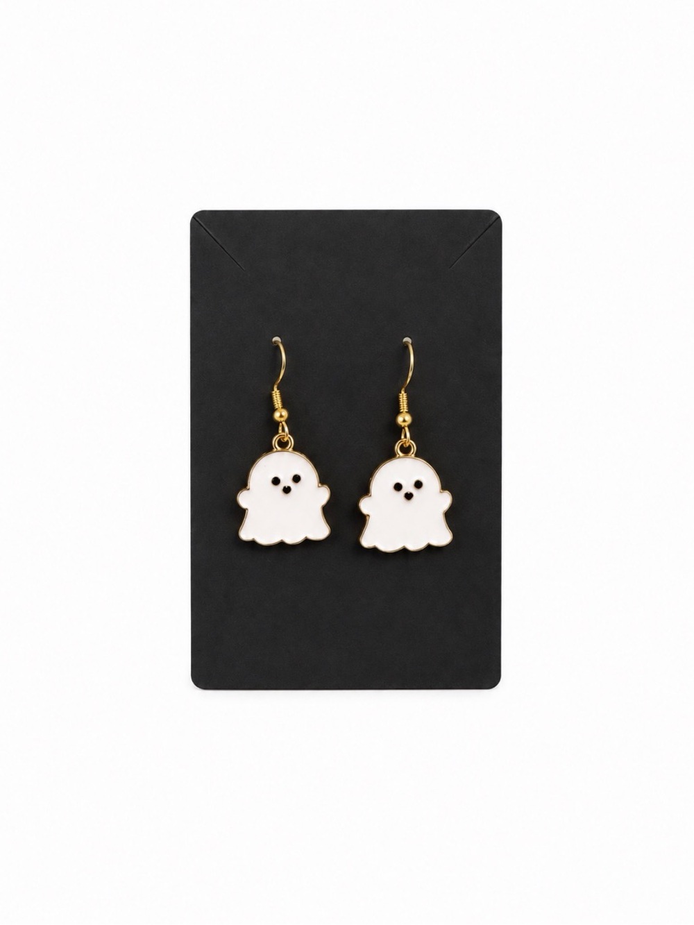 Gold-Tone White Ghost Drop Earrings